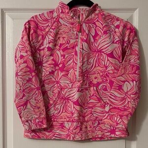 Lilly Pulitzer Kids Pink Floral Quarter Zip Pullover Cotton/Spandex Preppy